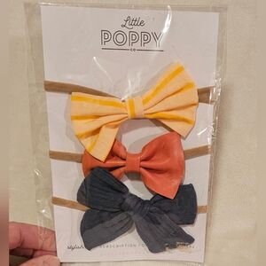 Little Poppy Co. Girls' Bow Headband Trio - Yellow, Coral, Navy